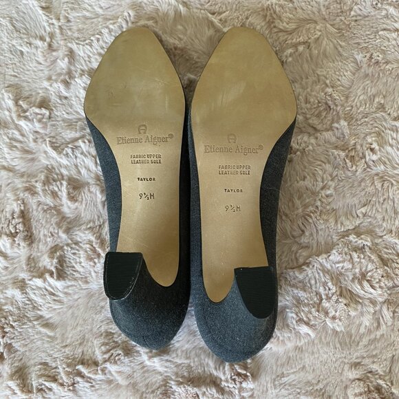Etienne Aigner Women's 9.5M Taylor Gray Fabric Pumps Block Heels - Picture 10 of 16